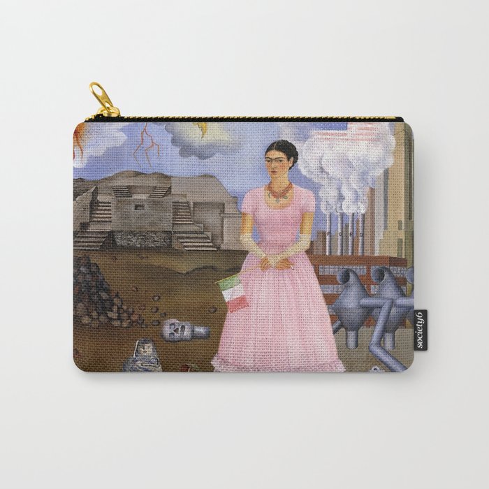 Frida Kahlo Self-portrait on the border line between Mexico and the United States, 1932 Carry All Pouch Gallery Image 1