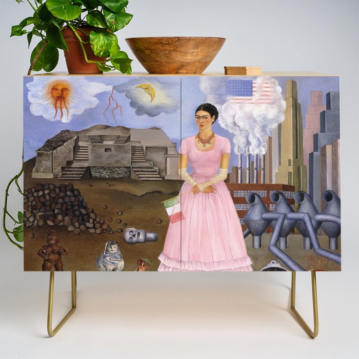 Frida Kahlo Self-portrait on the border line between Mexico and the United States, 1932 Credenza Gallery Image 1
