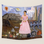 Frida Kahlo Self-portrait on the border line between Mexico and the United States, 1932 Wall Tapestry Gallery Image 4