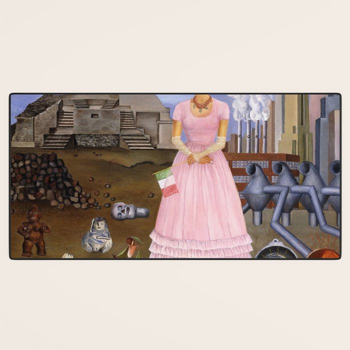 Frida Kahlo Self-portrait on the border line between Mexico and the United States, 1932 Desk Mat Gallery Image 3