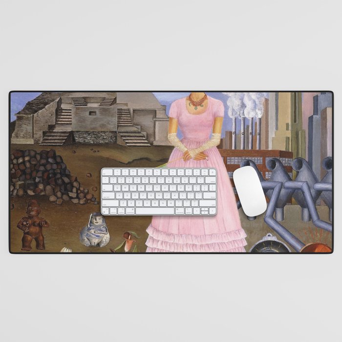 Frida Kahlo Self-portrait on the border line between Mexico and the United States, 1932 Desk Mat Gallery Image 1