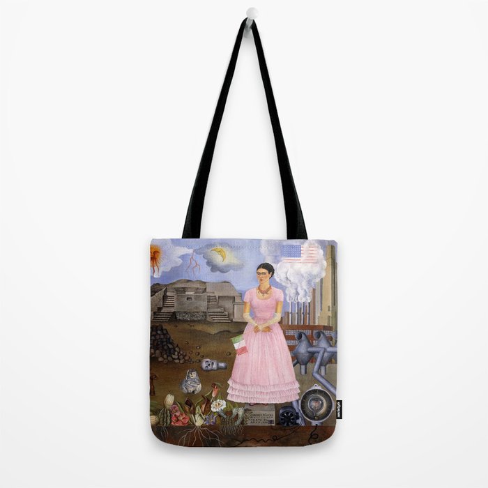 Frida Kahlo Self-portrait on the border line between Mexico and the United States, 1932 Tote Bag Gallery Image 2