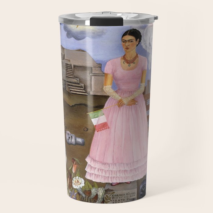 Frida Kahlo Self-portrait on the border line between Mexico and the United States, 1932 Travel Mug Gallery Image 1