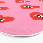 Funny retro love heart cartoon pattern Bath Mat Gallery Image 3