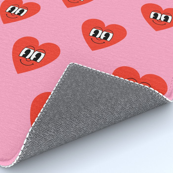 Funny retro love heart cartoon pattern Rug Gallery Image 4