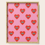 Funny retro love heart cartoon pattern Serving Tray Gallery Image 1
