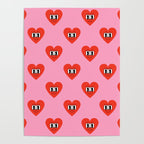 Funny retro love heart cartoon pattern Poster Gallery Image 4