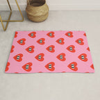 Funny retro love heart cartoon pattern Rug Gallery Image 1