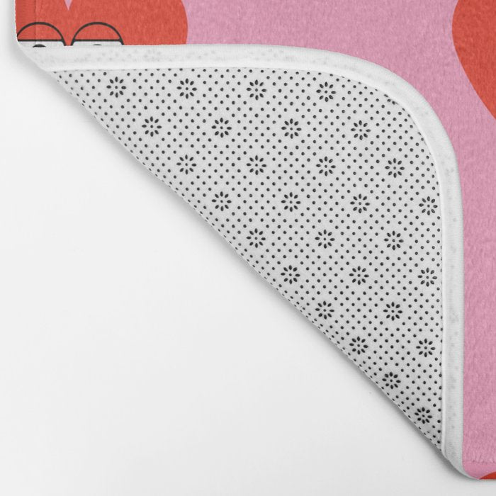 Funny retro love heart cartoon pattern Bath Mat Gallery Image 2