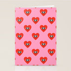 Funny retro love heart cartoon pattern Stationery Card Gallery Image 2