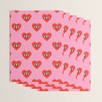 Funny retro love heart cartoon pattern Wrapping Paper Gallery Image 3