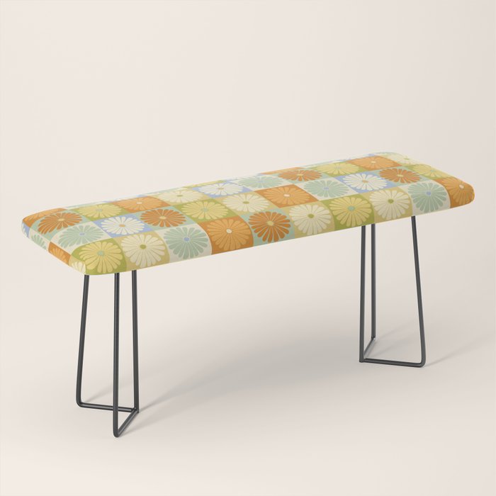 Retro Flowers Check Pattern XXVIII Bench Gallery Image 1