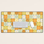 Retro Flowers Check Pattern XXVIII Desk Mat Gallery Image 1