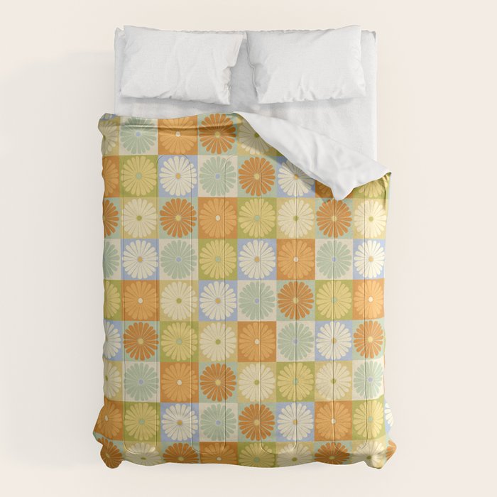 Retro Flowers Check Pattern XXVIII Comforter Gallery Image 6