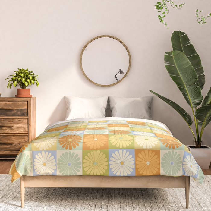 Retro Flowers Check Pattern XXVIII Comforter Gallery Image 3