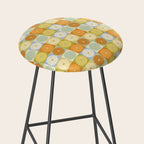 Retro Flowers Check Pattern XXVIII Stool Gallery Image 2