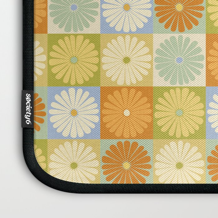 Retro Flowers Check Pattern XXVIII Laptop Sleeve Gallery Image 3