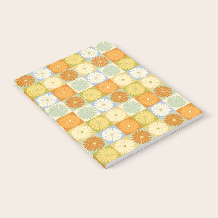 Retro Flowers Check Pattern XXVIII Notebook Gallery Image 1