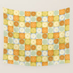 Retro Flowers Check Pattern XXVIII Wall Tapestry Gallery Image 4