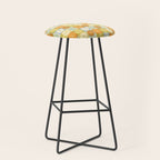 Retro Flowers Check Pattern XXVIII Stool Gallery Image 1