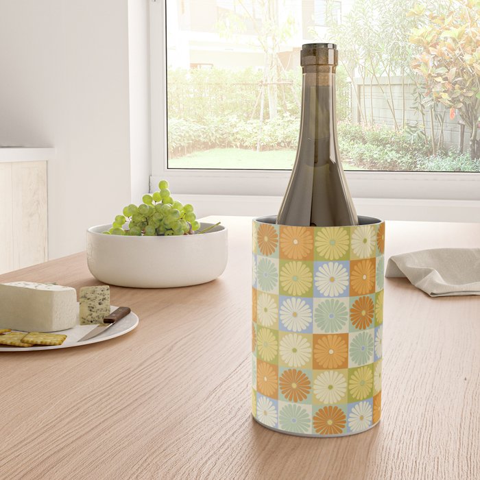 Retro Flowers Check Pattern XXVIII Wine Chiller Gallery Image 4