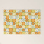 Retro Flowers Check Pattern XXVIII Welcome Mat Gallery Image 1