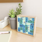 Mid Century Modern Cosmic Galaxies 728 Blue Green and Cream Mini Art Print Gallery Image 2