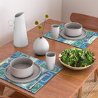 Mid Century Modern Cosmic Galaxies 728 Blue Green and Cream Placemat Gallery Image 2