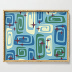 Mid Century Modern Cosmic Galaxies 728 Blue Green and Cream Serving Tray Gallery Image 1