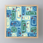 Mid Century Modern Cosmic Galaxies 728 Blue Green and Cream Mini Art Print Gallery Image 1
