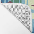 Mid Century Modern Cosmic Galaxies 728 Blue Green and Cream Bath Mat Gallery Image 2