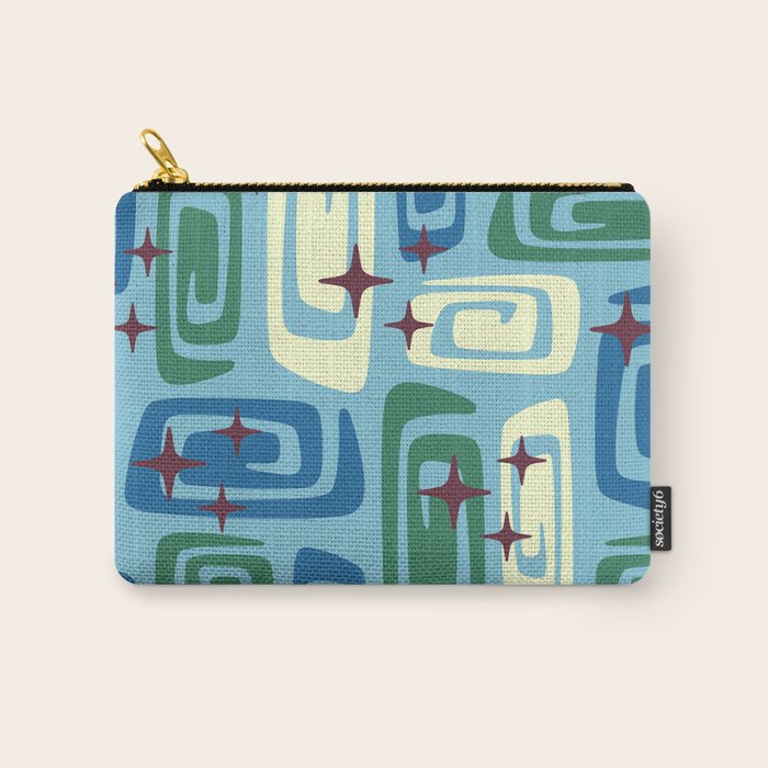 Mid Century Modern Cosmic Galaxies 728 Blue Green and Cream Carry All Pouch Gallery Image 1