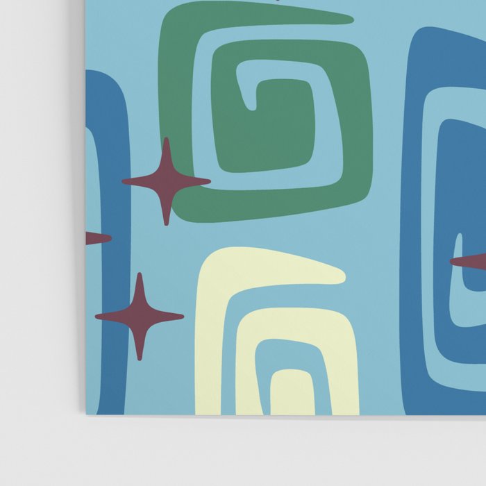 Mid Century Modern Cosmic Galaxies 728 Blue Green and Cream Poster Gallery Image 3