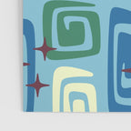 Mid Century Modern Cosmic Galaxies 728 Blue Green and Cream Poster Gallery Image 3