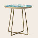 Mid Century Modern Cosmic Galaxies 728 Blue Green and Cream Side Table Gallery Image 1
