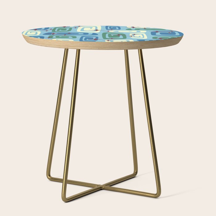Mid Century Modern Cosmic Galaxies 728 Blue Green and Cream Side Table Gallery Image 1