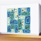 Mid Century Modern Cosmic Galaxies 728 Blue Green and Cream Wall Mural Gallery Image 2