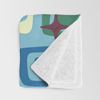 Mid Century Modern Cosmic Galaxies 728 Blue Green and Cream Throw Blanket Gallery Image 3