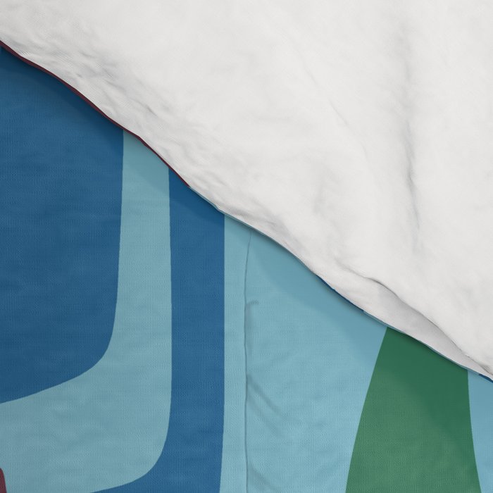 Mid Century Modern Cosmic Galaxies 728 Blue Green and Cream Comforter Gallery Image 4