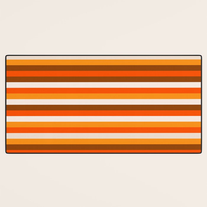 70s Fine Stripes in Retro Orange and Brown Desk Mat Gallery Image 3
