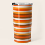 70s Fine Stripes in Retro Orange and Brown Travel Mug Gallery Image 3