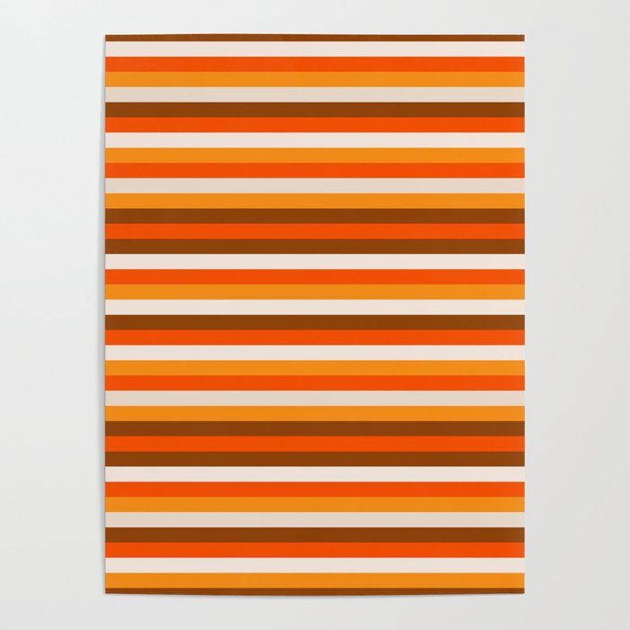 70s Fine Stripes in Retro Orange and Brown Poster Gallery Image 4