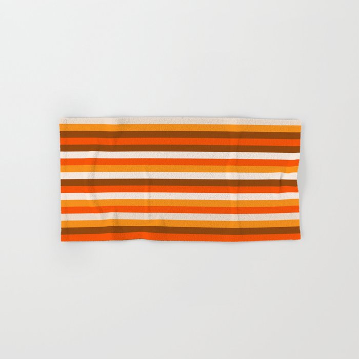 70s Fine Stripes in Retro Orange and Brown Bath Towel Gallery Image 1