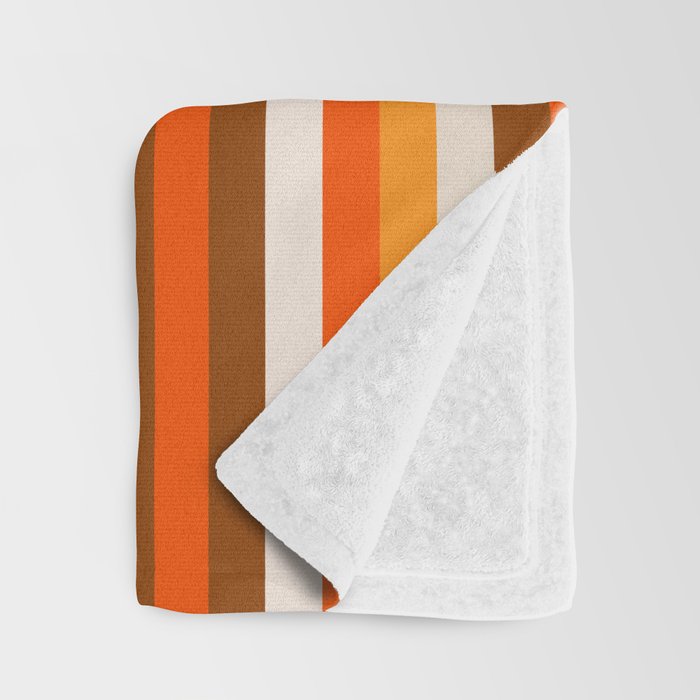 70s Fine Stripes in Retro Orange and Brown Throw Blanket Gallery Image 3