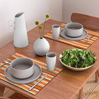 70s Fine Stripes in Retro Orange and Brown Placemat Gallery Image 2