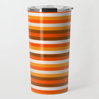 70s Fine Stripes in Retro Orange and Brown Travel Mug Gallery Image 1