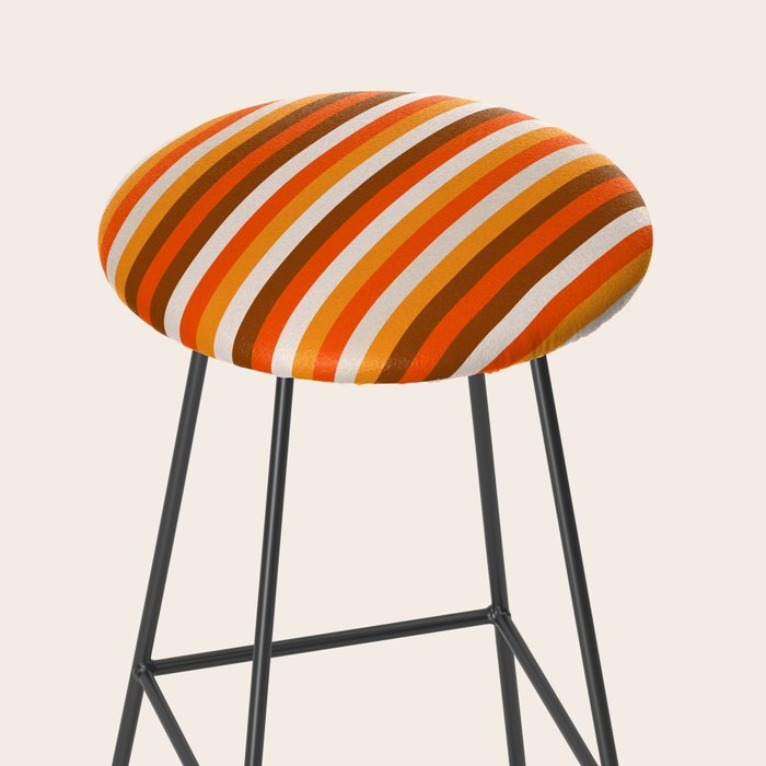 70s Fine Stripes in Retro Orange and Brown Stool Gallery Image 2