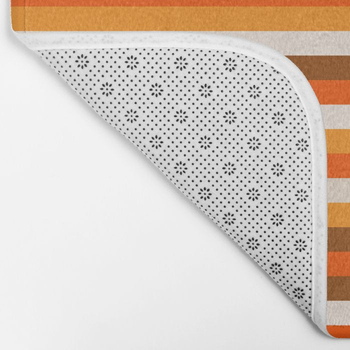 70s Fine Stripes in Retro Orange and Brown Bath Mat Gallery Image 2