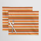 70s Fine Stripes in Retro Orange and Brown Placemat Gallery Image 1