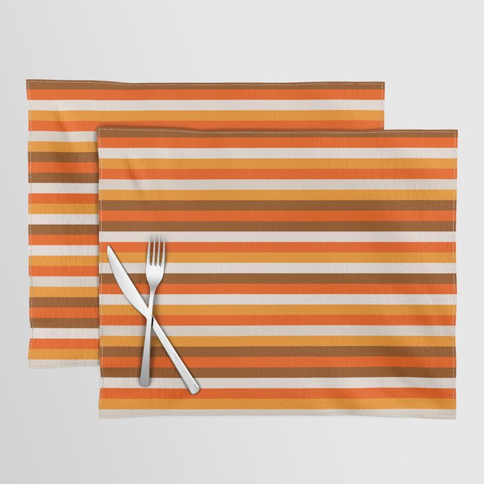 70s Fine Stripes in Retro Orange and Brown Placemat Gallery Image 1